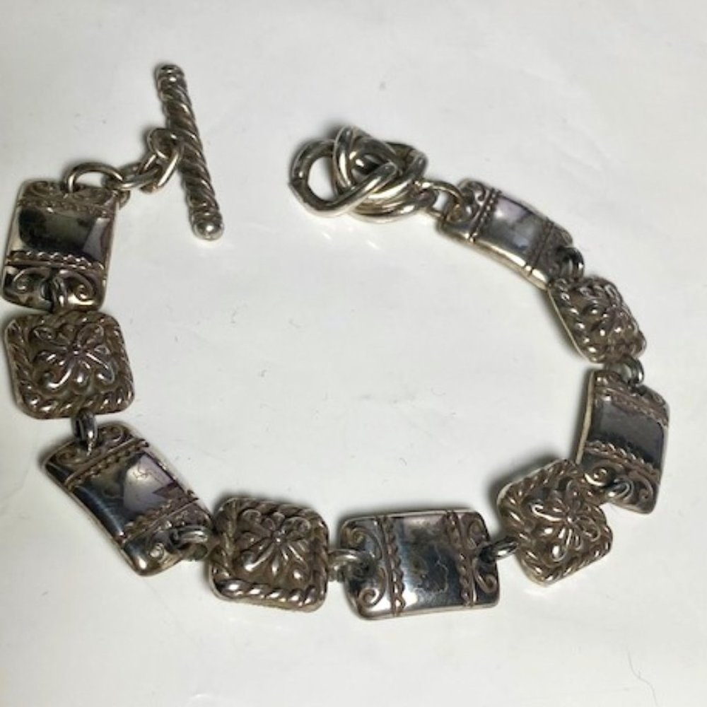 Brighton Rectangular & Square Link Bracelet 7 5/8" - image 1